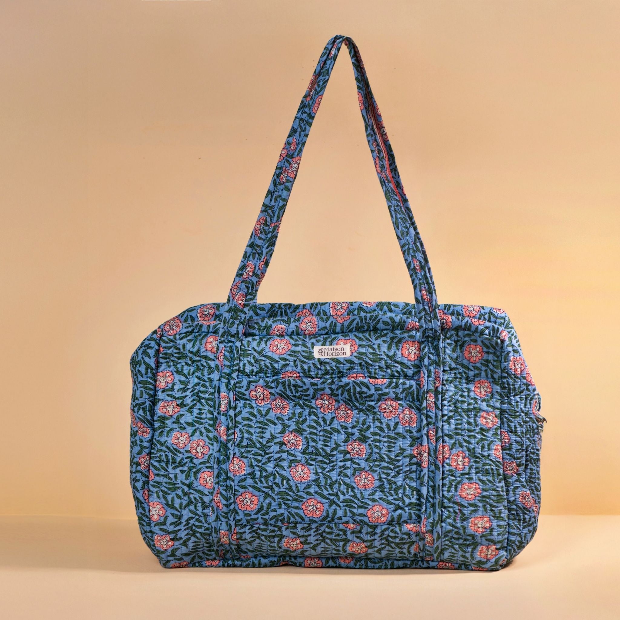 Sac Week-end ou à langer bleu doux floral