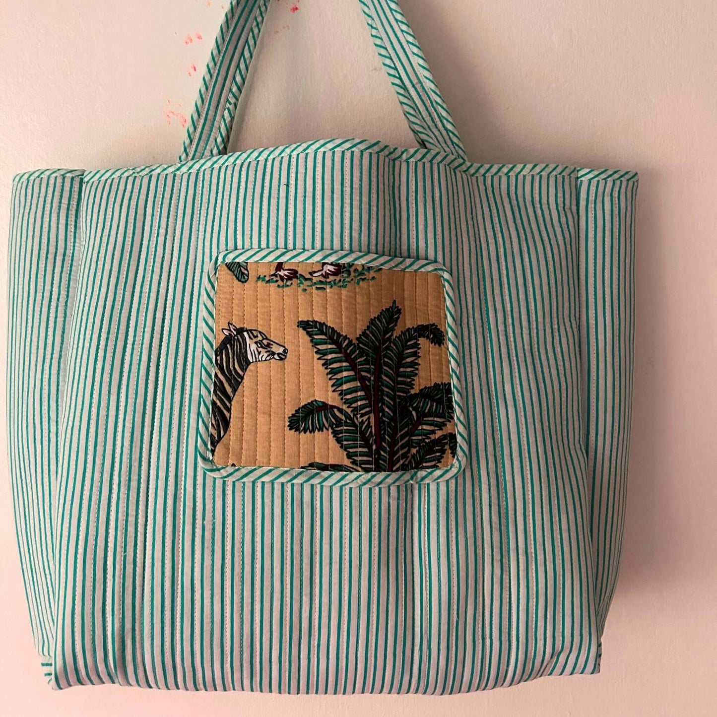 Sac Cabas réversible Deepa.TOTE058.Couleur: Jungle Ciel
