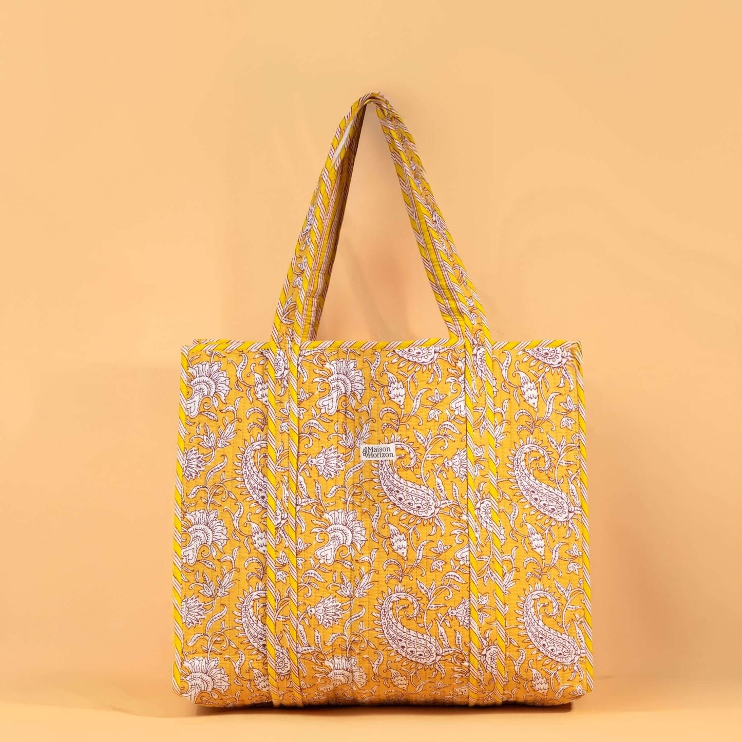 Sac Cabas réversible Deepa.TOTE007.Couleur: Jaune Floral