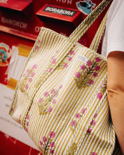 Sac Cabas réversible Deepa Gardenia vert sauge