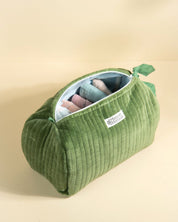 Trousse de toilette Banita velours kaki eucalyptus