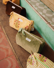 Trousse de toilette Banita velours kaki eucalyptus