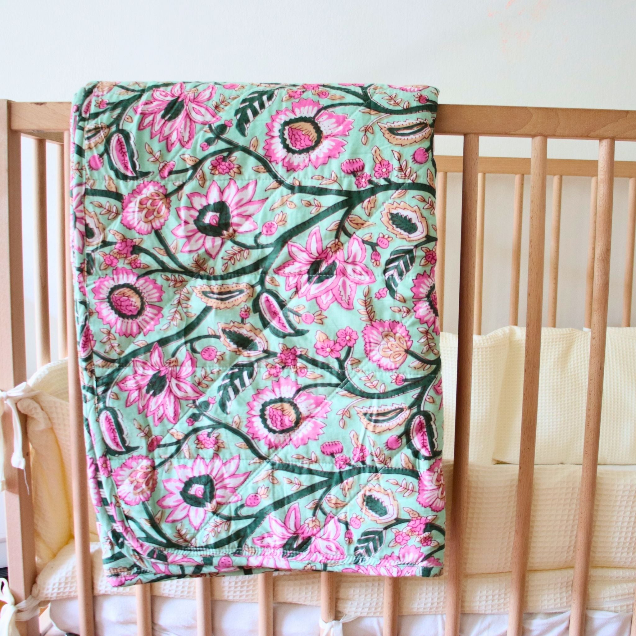 Couverture bébé ou plaid Nur Mint floral