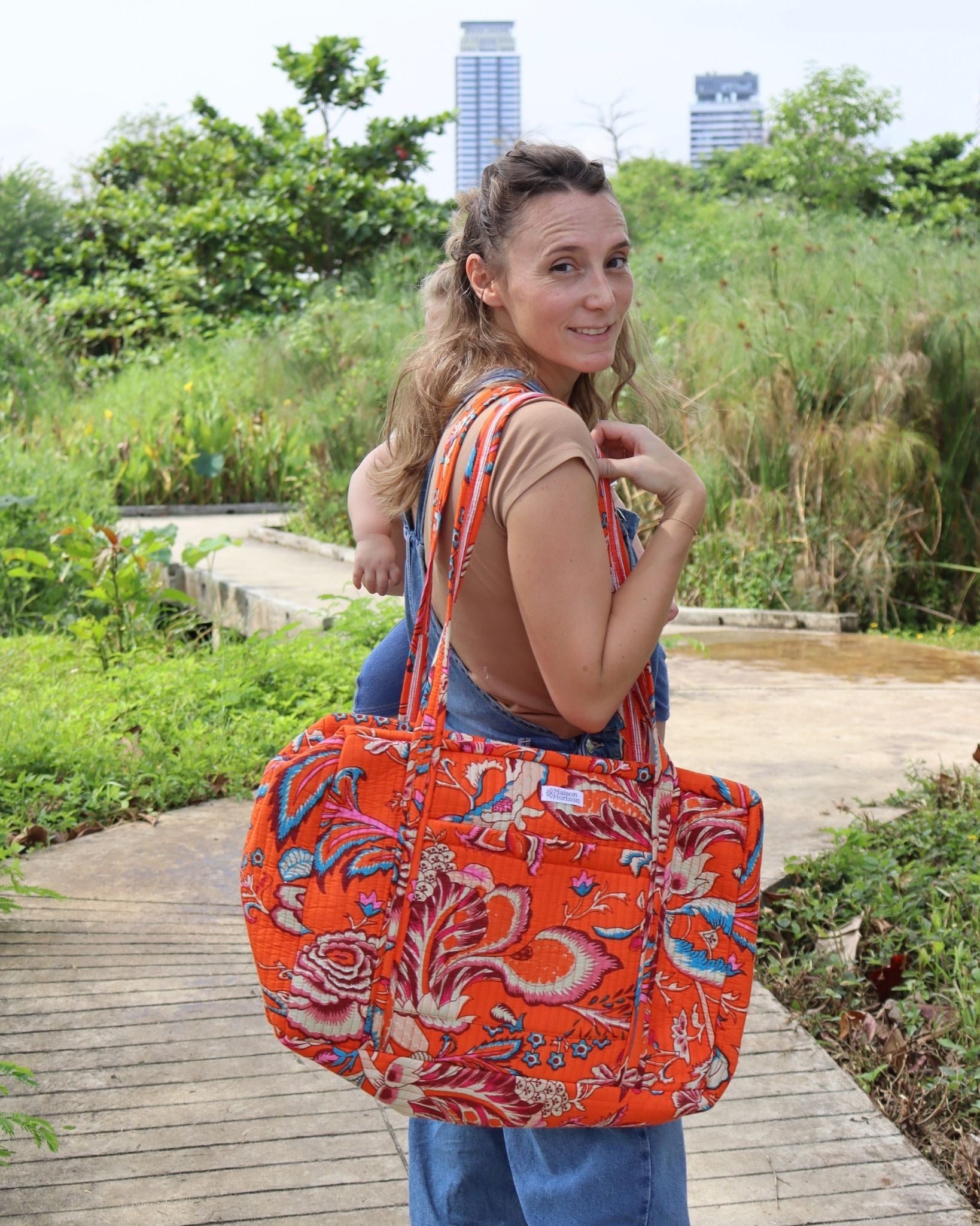Sac Week-end ou à langer Lola Orange vintage