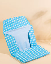 Matelas à langer de voyage Wulan Vichy bleu ciel