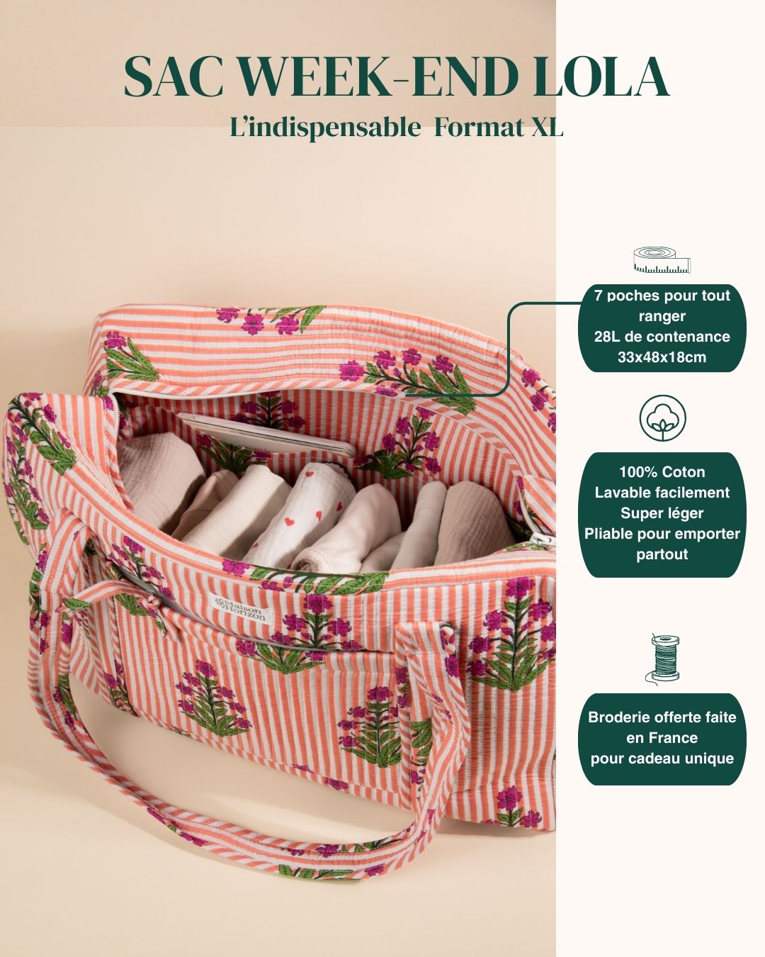 Sac Week-end Lola - Gardenia corail