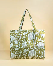 Sac Cabas réversible Deepa Kaki floral