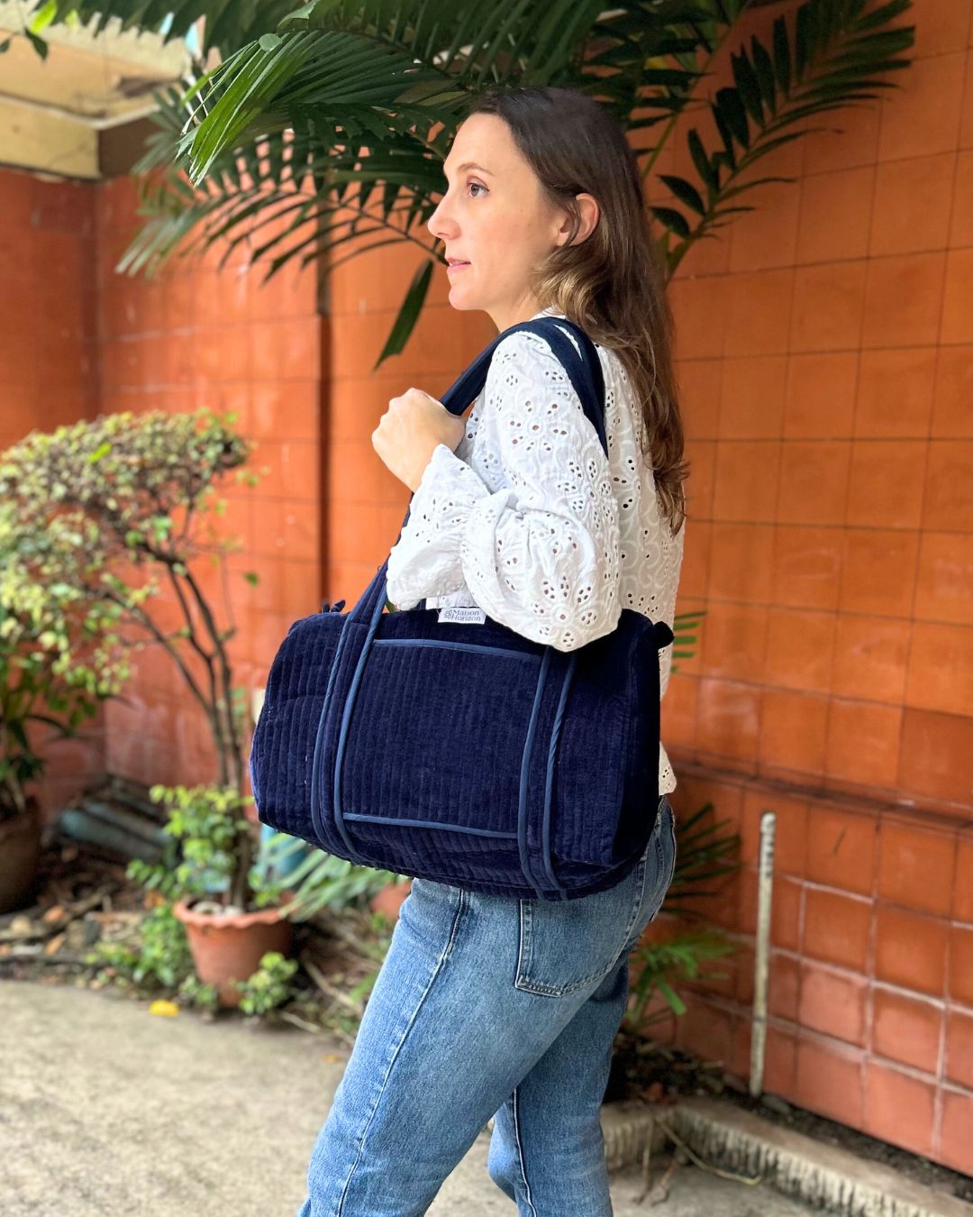 Sac à langer ou de journée Sunee Velour Bleu nuit