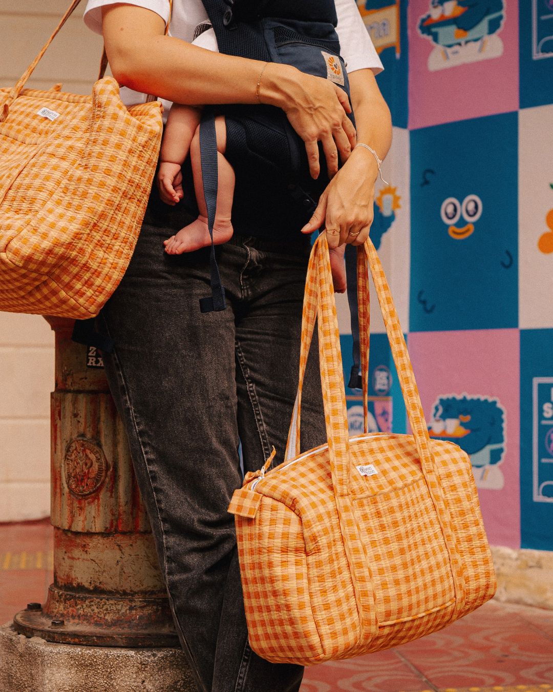 Sac à langer Sunee vichy poudré
