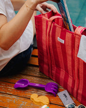 Sac Cabas réversible Deepa Rayures Rose pêche