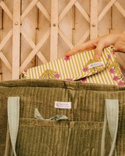 Sac Week-end Lola - Velours kaki eucalyptus