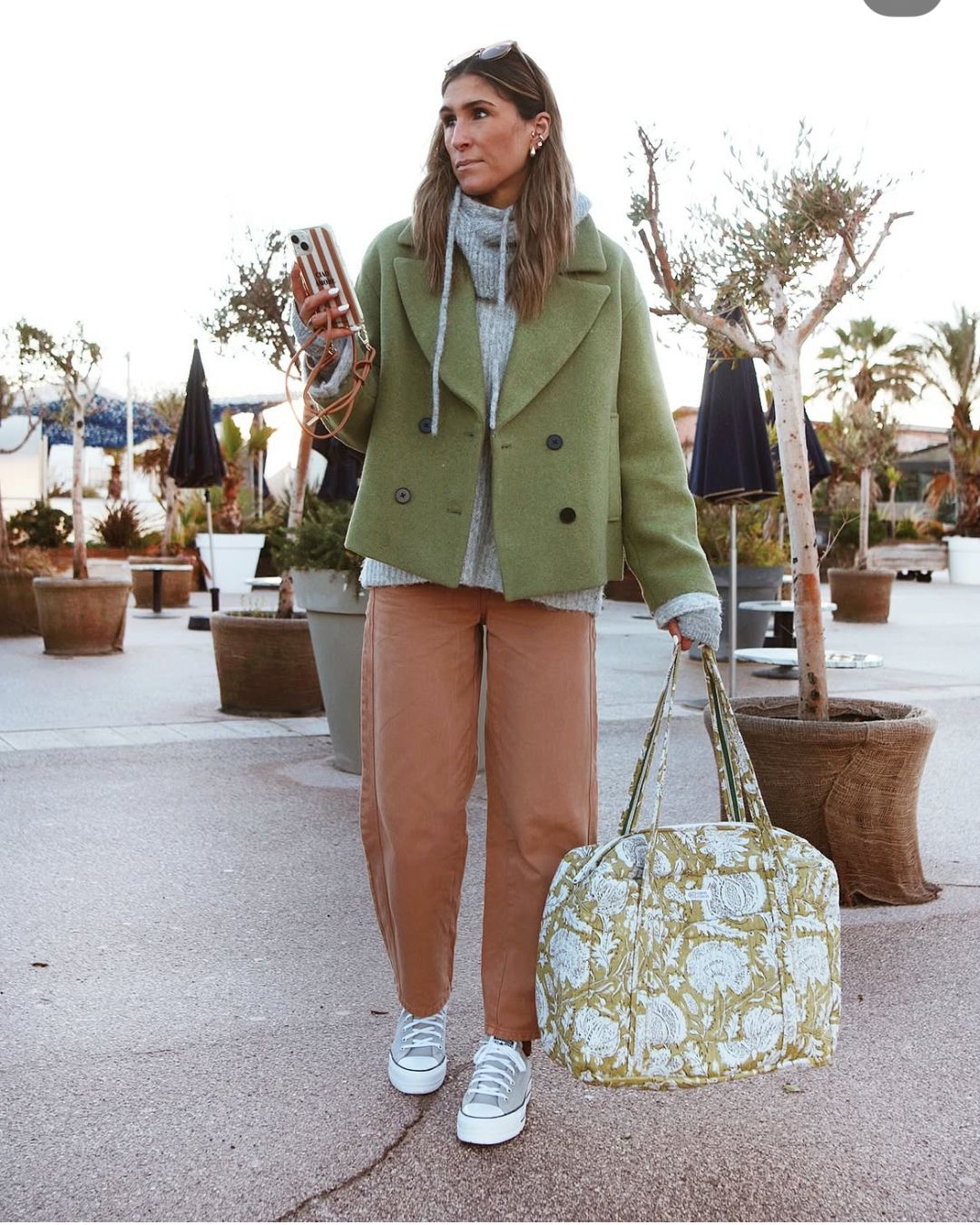 Sac Week-end ou à langer Lola Light kaki Floral