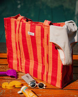 Sac Cabas réversible Deepa Rayures Rose pêche