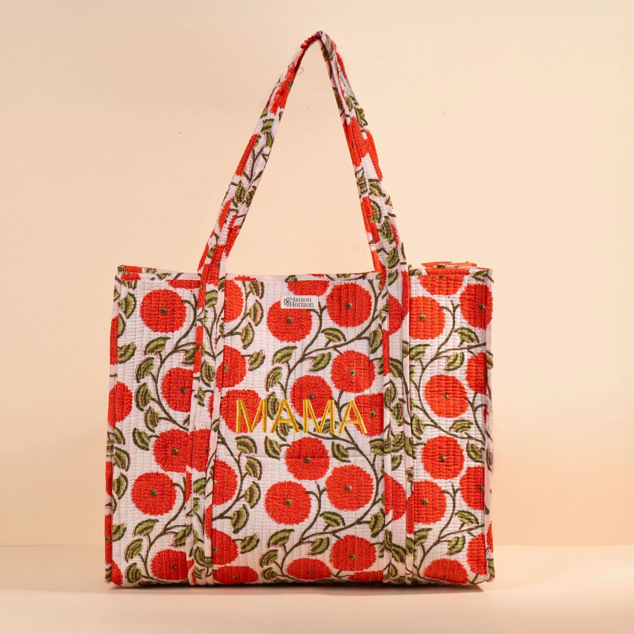 Sac Cabas réversible Deepa.TOTE052.Couleur: Corail Floral