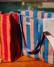 Sac Cabas réversible Deepa Rayures pêche bleu