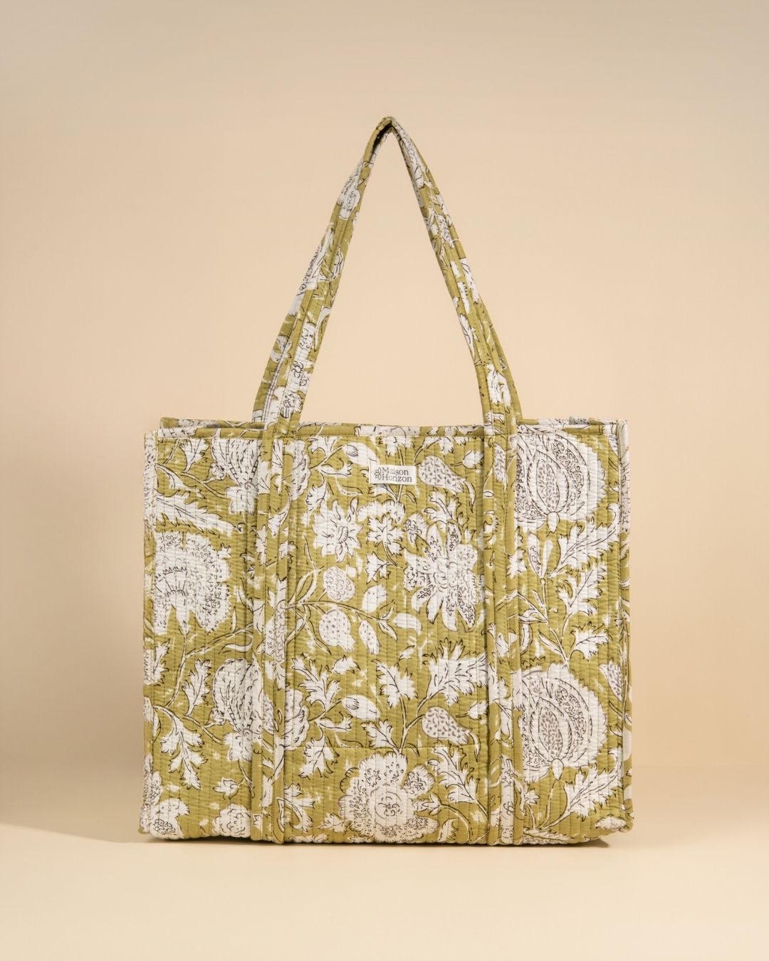 Sac Cabas réversible Deepa Light Kaki Floral