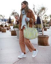 Sac à langer ou de journée Sunee Rayures vert olive