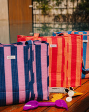 Sac Cabas réversible Deepa Rayures Rose pêche