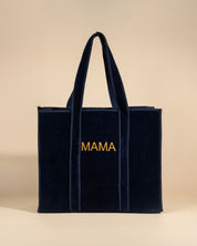 Sac Cabas réversible Deepa Velours Bleu Nuit