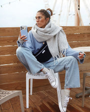 Sac Banane à Langer Kimi Velours Bleu Nuit