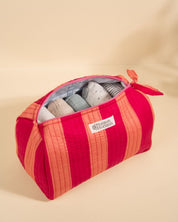 Trousse de toilette Banita rayures rose pêche