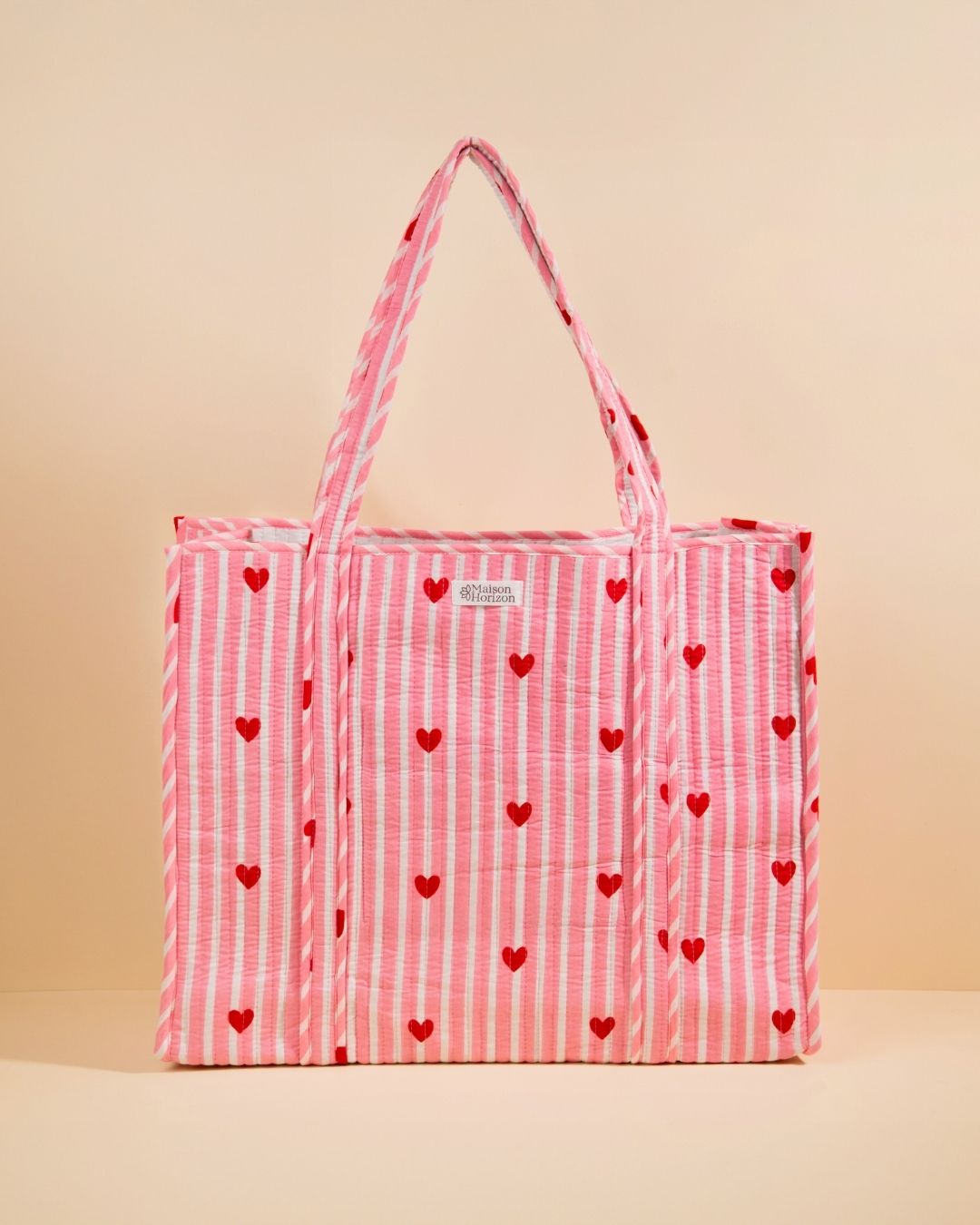 Sac Cabas réversible Deepa Coeurs rose