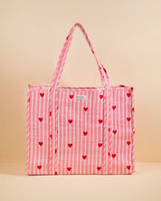 Sac Cabas réversible Deepa Coeurs rose