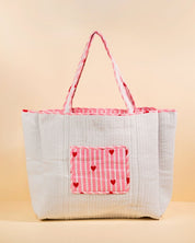 Sac Cabas réversible Deepa Coeurs rose