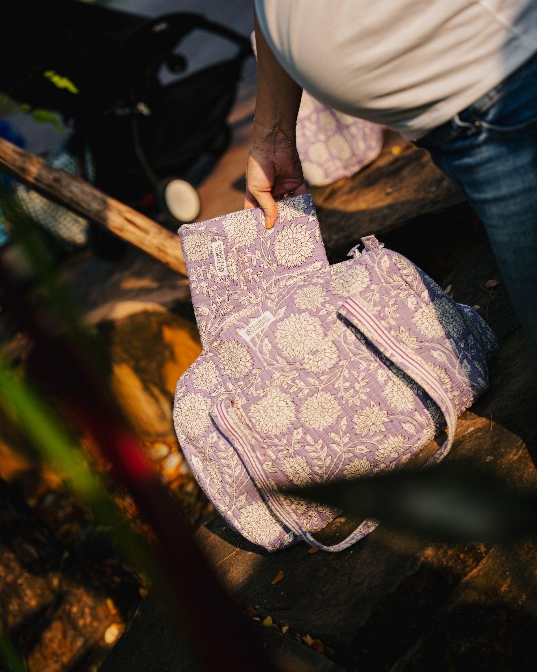 Matelas à langer de voyage Wulan Floral Lilas