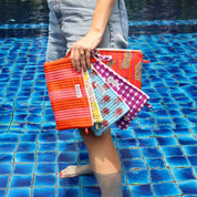 Dernière chance Pochettes fourre-tout Jade corail rayé