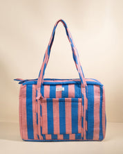 Sac Week-end Lola - Rayures pêche bleu
