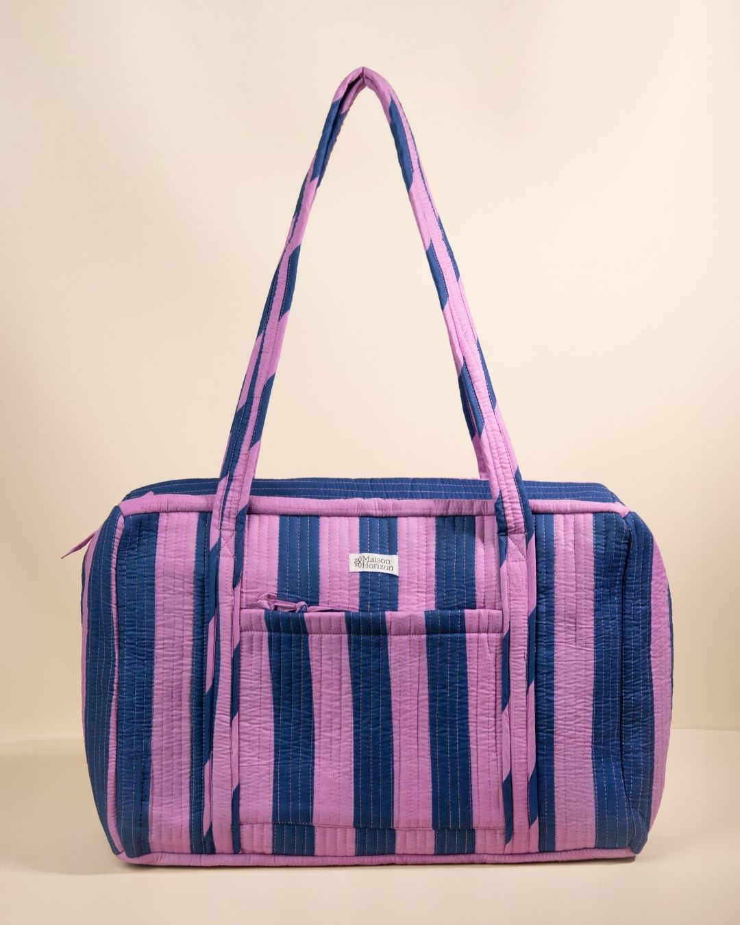 Sac Week-end Lola - Rayures Lilas marine