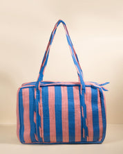 Sac Week-end Lola - Rayures pêche bleu