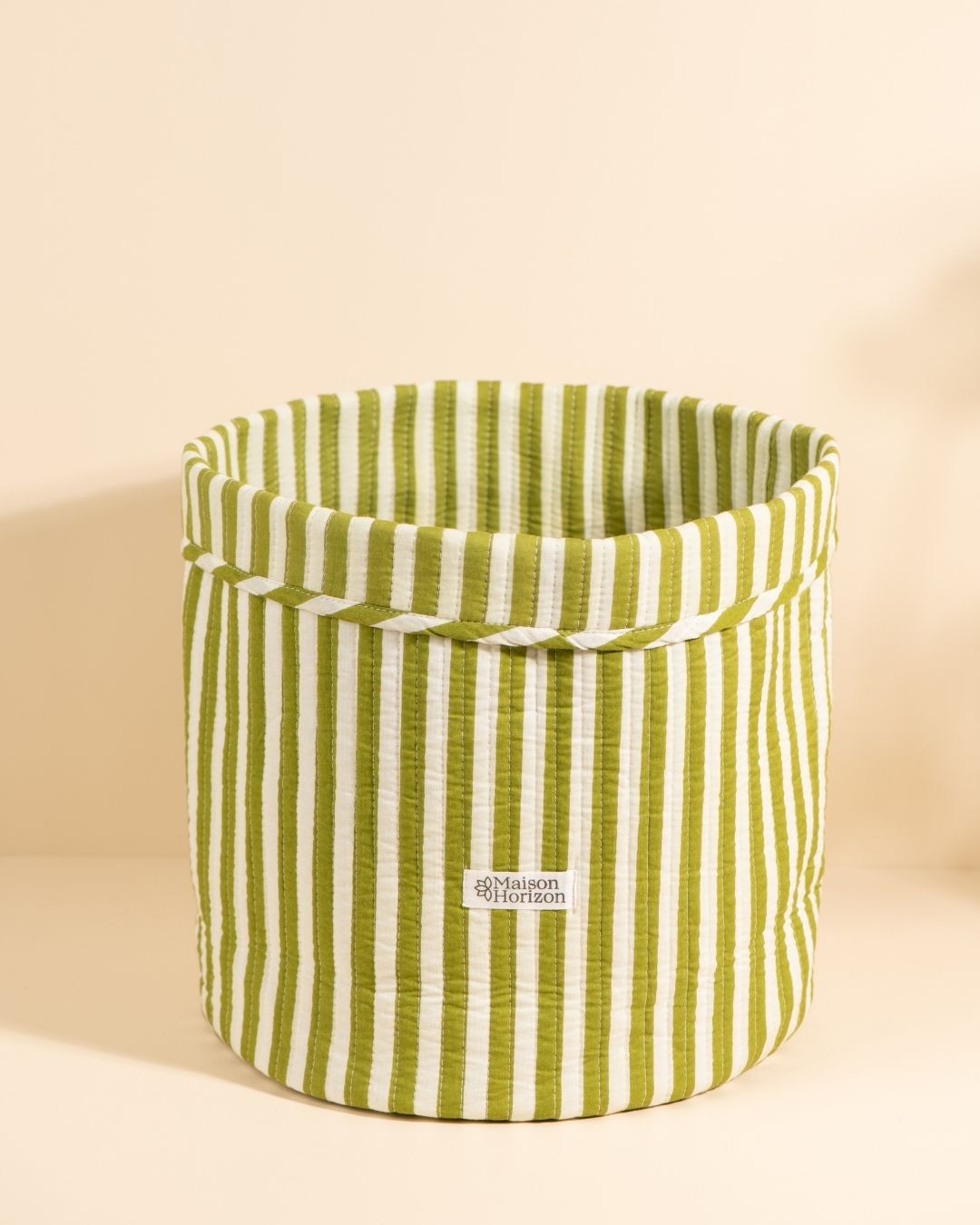 Panier de rangement décoratif Manila Rayures Vert Olive