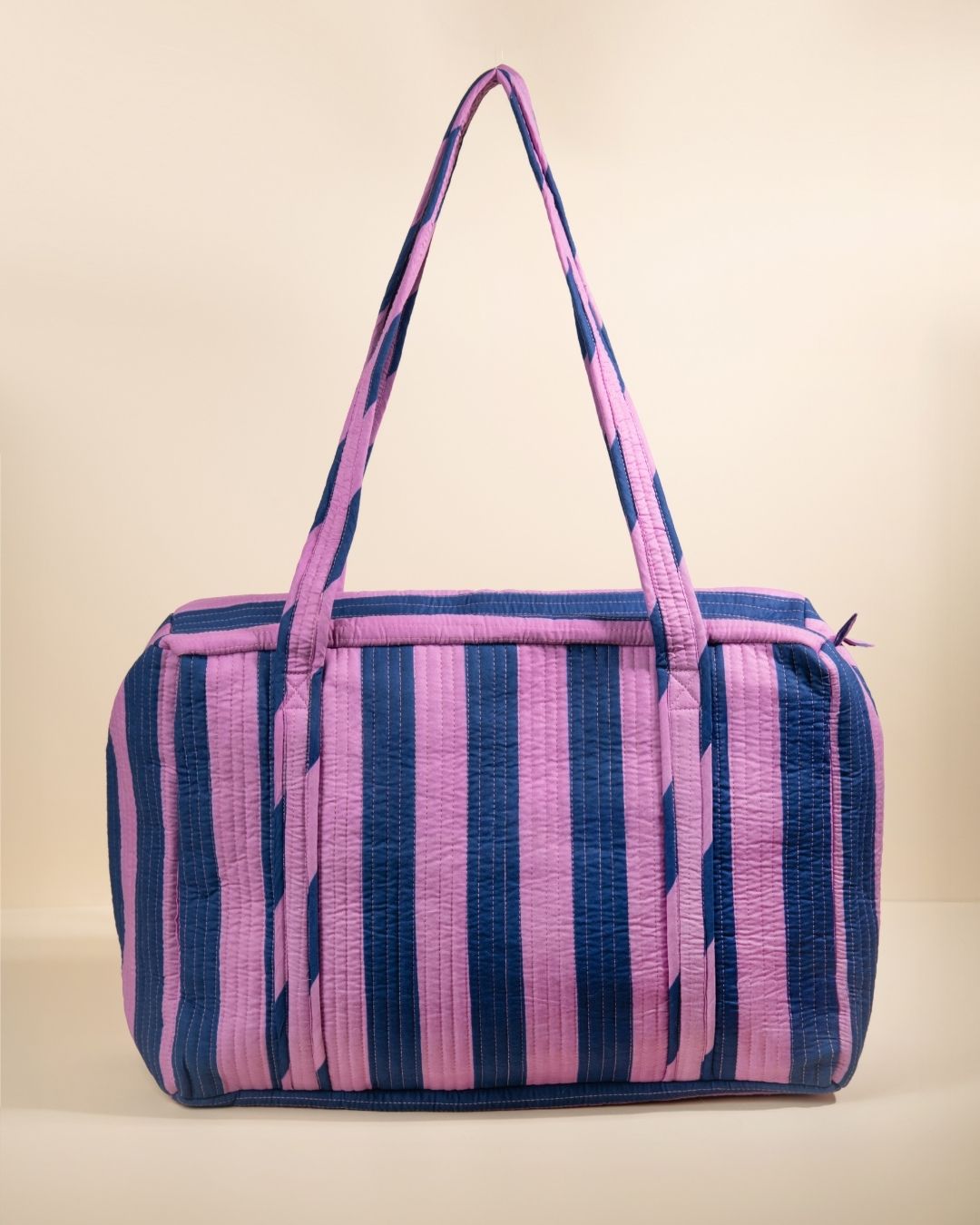 Sac Week-end Lola - Rayures Lilas marine