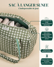 Sac à langer Sunee vichy kaki
