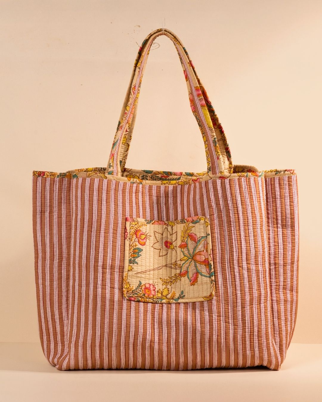 Sac Cabas réversible Deepa Beige Pastel