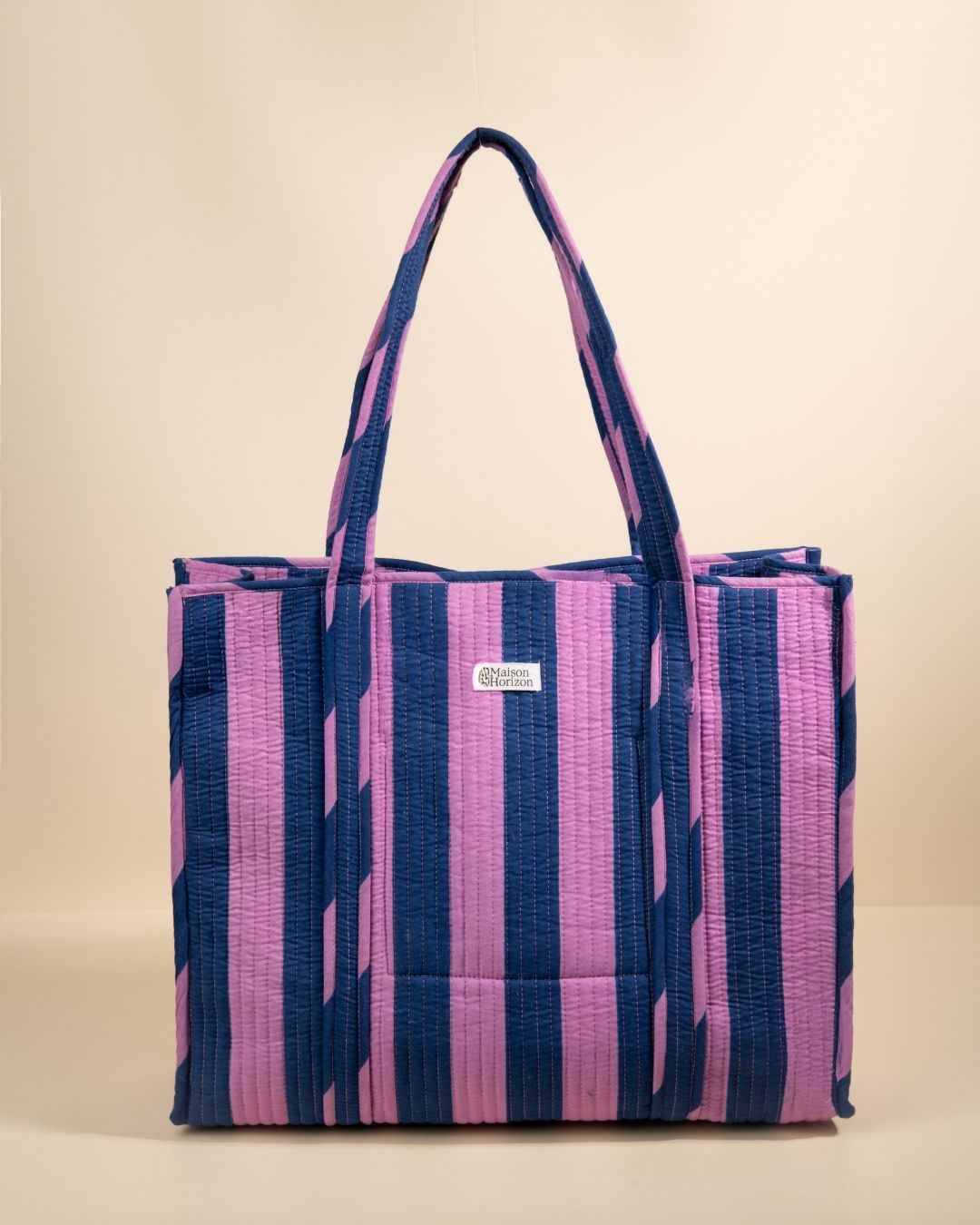 Sac Cabas réversible Deepa Rayures Lilas marine