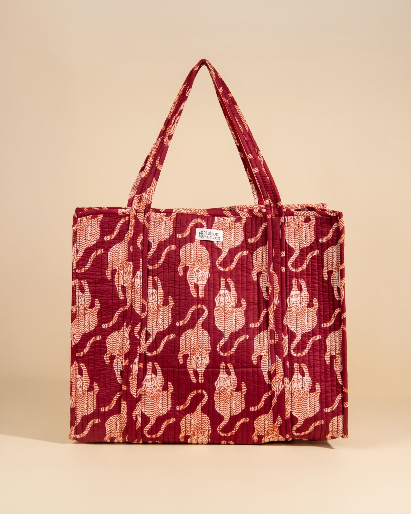Sac Cabas réversible Deepa Jungle Lie De Vin