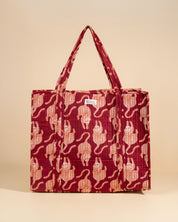 Sac Cabas réversible Deepa Jungle Lie De Vin