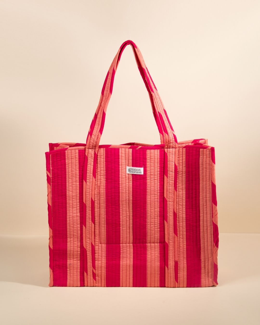 Sac Cabas réversible Deepa Rayures Rose pêche