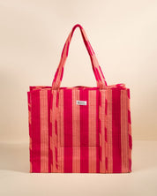 Sac Cabas réversible Deepa Rayures Rose pêche