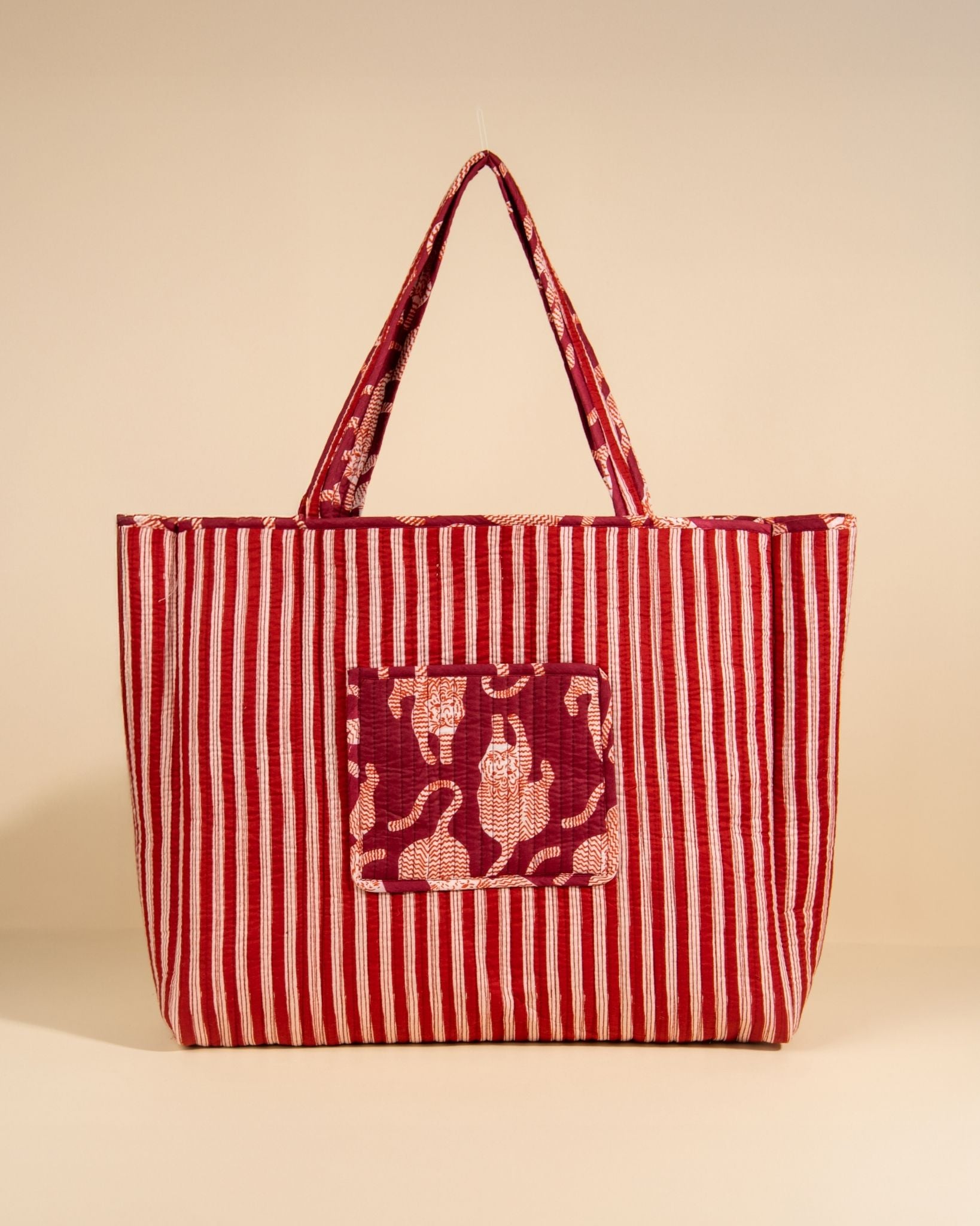 Sac Cabas réversible Deepa Jungle Lie De Vin
