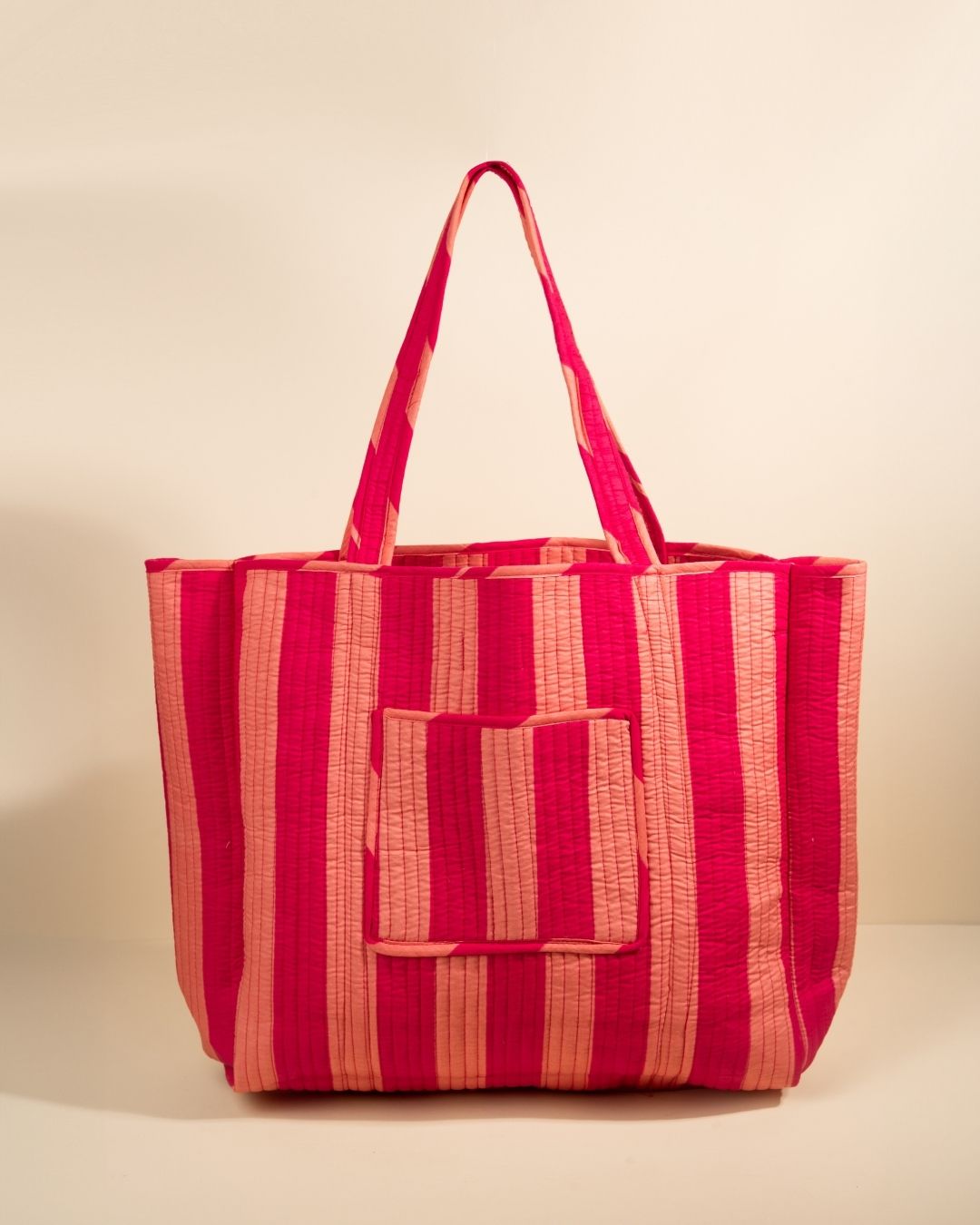 Sac Cabas réversible Deepa Rayures Rose pêche