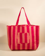 Sac Cabas réversible Deepa Rayures Rose pêche