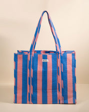 Sac Cabas réversible Deepa Rayures pêche bleu