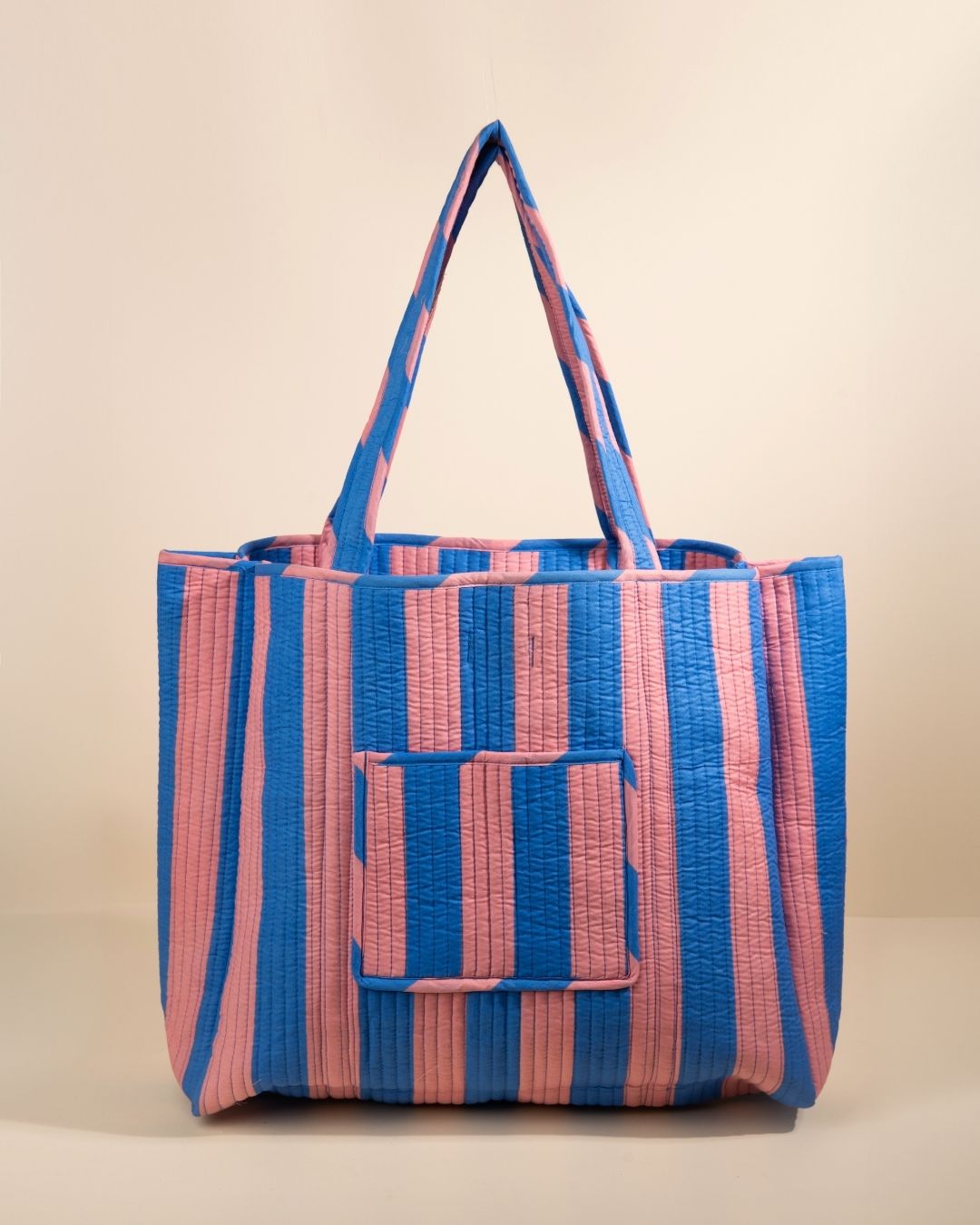 Sac Cabas réversible Deepa Rayures pêche bleu