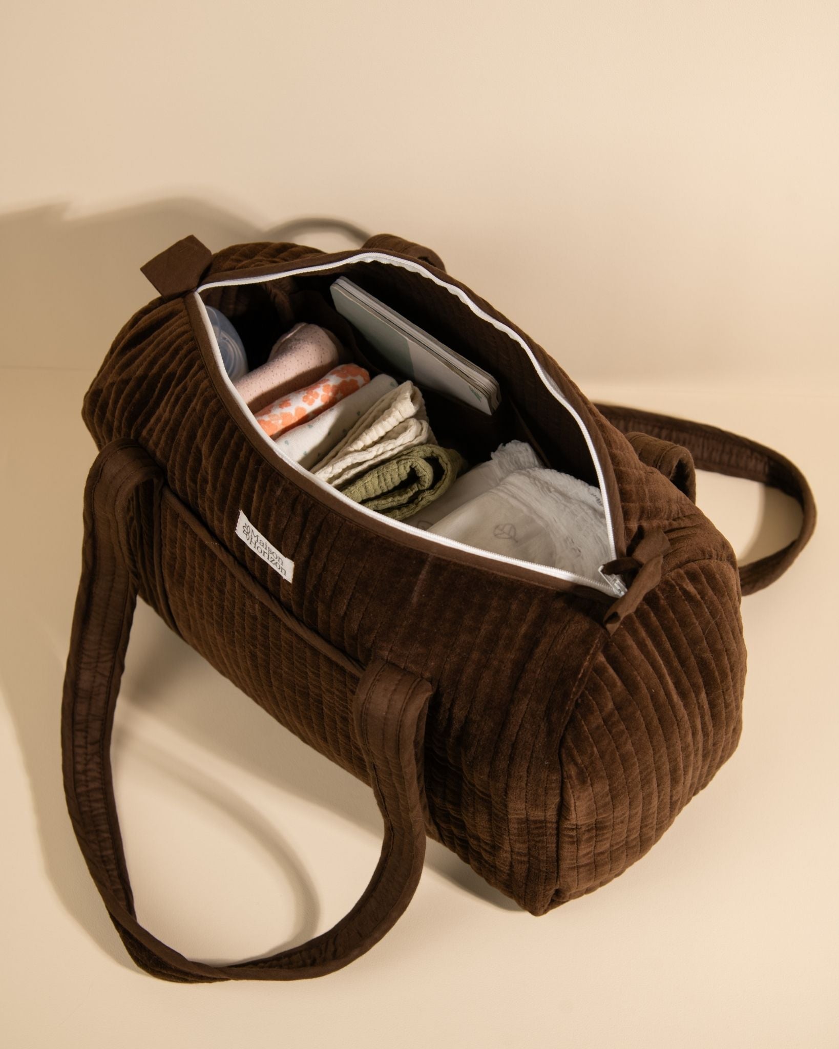 Sac à langer ou de journée Sunee Velours Chocolat