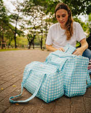 Sac à langer Sunee vichy bleu ciel