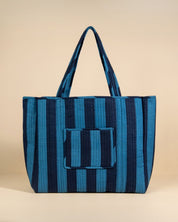 Sac Cabas réversible Deepa Rayures Ultra Bleu